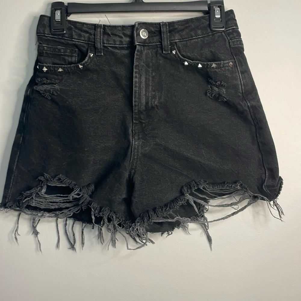 Zara Black High Rise Distressed Shorts Size 4